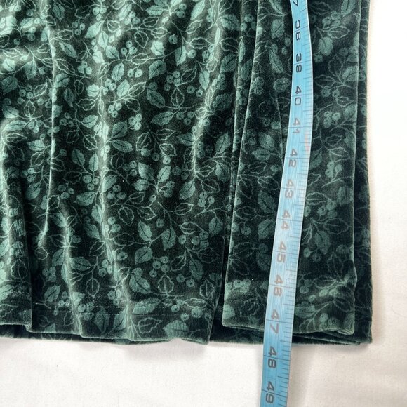 Vintage LL Bean 90s Velour Holly Print Midi Dress Green Holiday Christmas S/ M - Picture 11 of 15
